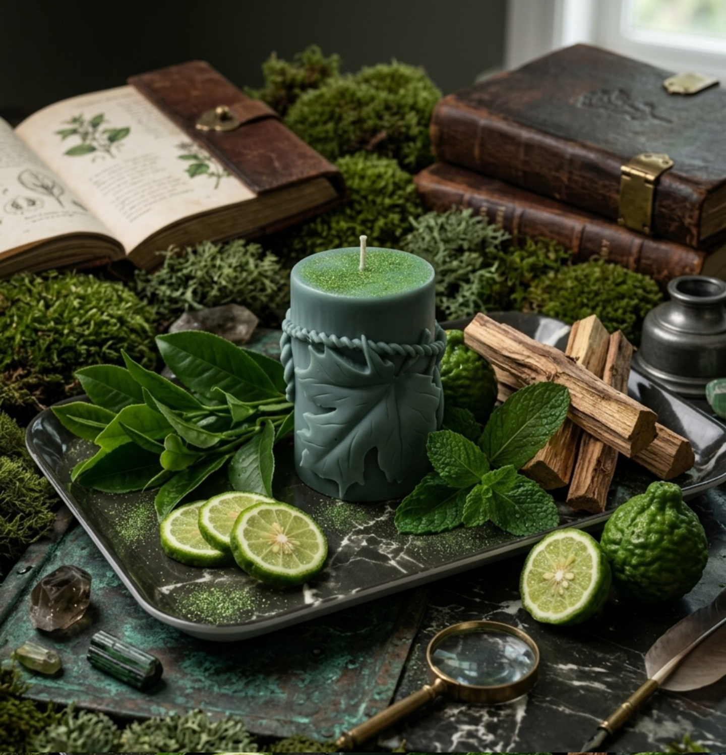 Feuilles d'Éther Vert — Bougie Végétal